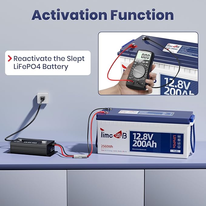 UltraFast 12V 40A LiFePO4 Battery Charger with Smart Activation, LED Indicator & Wire Lugs - Wall-Mountable Design