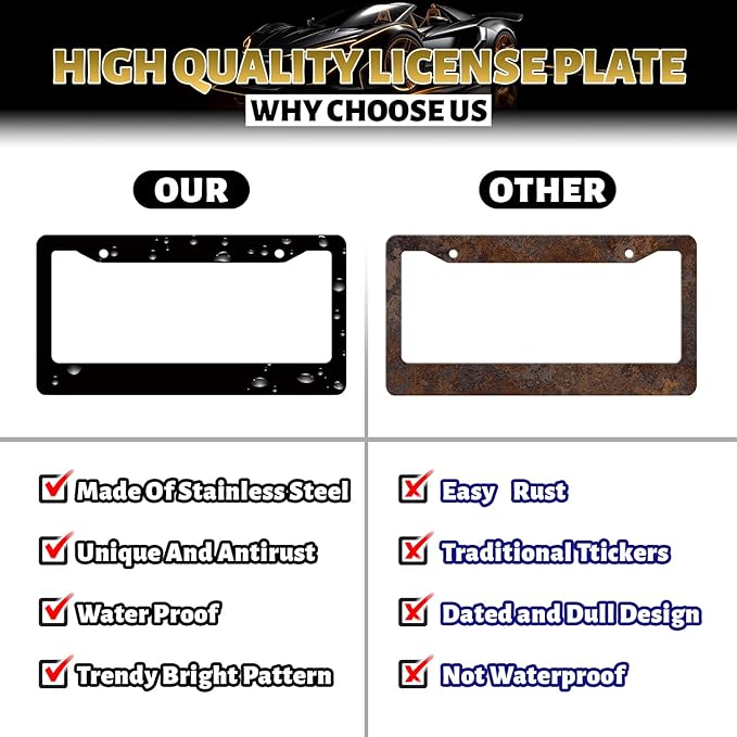 Mandala Hippie License Plate Frame Boho Print License Plate Holder Stainless Steel Front and Rear Car Tags Auto Parts Funny License Plate Decoration with Screws for Men Women s 12.2"x 6.2"