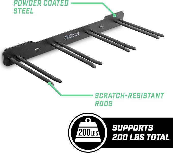 GoSports Wall Mounted Ski and Snowboard Storage Rack - 2 or 8 Ski Sizes