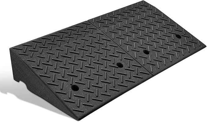 DNA MOTORING 6.3" Rise Rubber Curb Ramp Heavy Duty Loading Driveway Ramp Threshold Ramp 39 in L x 19.5 in W x 6.3 in H for Loading Dock, Warehouse, Wheelchair, Motorcycles, Cars, TOOLS-00652