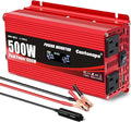 500 Watt Car Power Inverter DC 12V to 110V/120V AC Converter with LCD Display 2 AC Outlets 3.0A USB and Type-C Car Charger Adapter for Car Home Laptop Truck