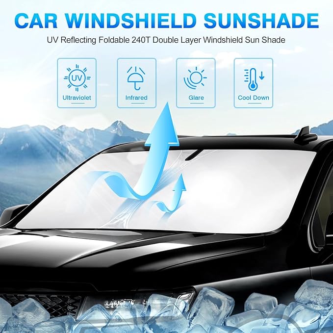 KUST Windshield Sun Shade for 2015-2020 Ford F150 Accessories (Lariat, Raptor, King Ranch) Pickup Truck Custom Fit Window Shade Foldable Sun Visor Protector Blocks UV Rays Keep Your Car Cooler