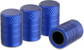 CKAuto Tire Valve Stem Caps, Blue, 4 pcs/Pack, Anodized Aluminum Tire Valve Cap Set, Corrosion Resistant, Universal Stem Covers for Cars Trucks Motorcycles SUVs and Bikes