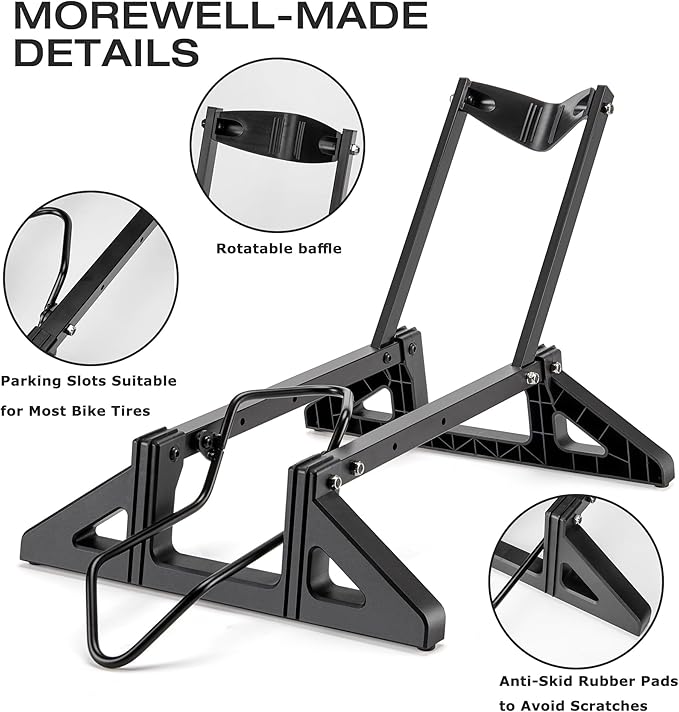 Bike Floor Stand Rack- Indoor Bike Stand for Garage/Home - Bike Storage Bicycle Parking Rack Fit 20”-29” Mountain Road Bikes E-Bike / Fat Bike (TB-1957)