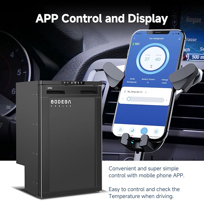 BODEGACOOLER 12 Volt Refrigerator, 83L RV Refrigerator APP Control, RV Fridge and Freezer, Travel Compressor Cooler with Lock, (-4℉-46℉) Car Fridge for Truck, RV, Camping, Boat -12/24V DC, Black