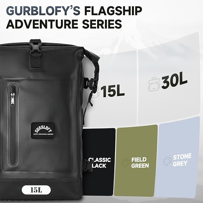Motorcycle Tail Bag, 15L Waterproof Motorcycle Saddle Bag, 2 Size and 3 Color Options Travel Bag, PVC Luggage Bag, Rear Seat Bag, Classic Black GT-15BL
