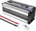 4000 Watt Power Inverter, Car Inverter 24V DC to 110V/120V AC Converter with LCD Display, 4 AC Outlets, USB Port & Remote Controller for RV, Truck, Off-Grid Solar System