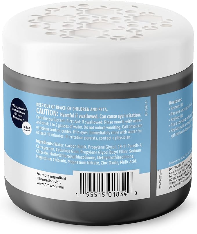 Amazon Basics Gel Odor Eliminator, Activated Charcoal, Fragrance Free, 17 Oz, Pack of 2