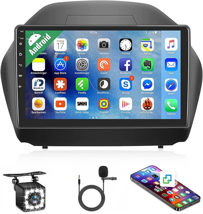 SIXTOP 1+32G Android Car Stereo for Hyundai Tucson IX35 2010 2011 2012 2013 2014 2015 Head Unit 10.1 inch Touch Screen Multimedia Player GPS Bluetooth WiFi FM Mirror Link Split Screen Rear Camera&Mic