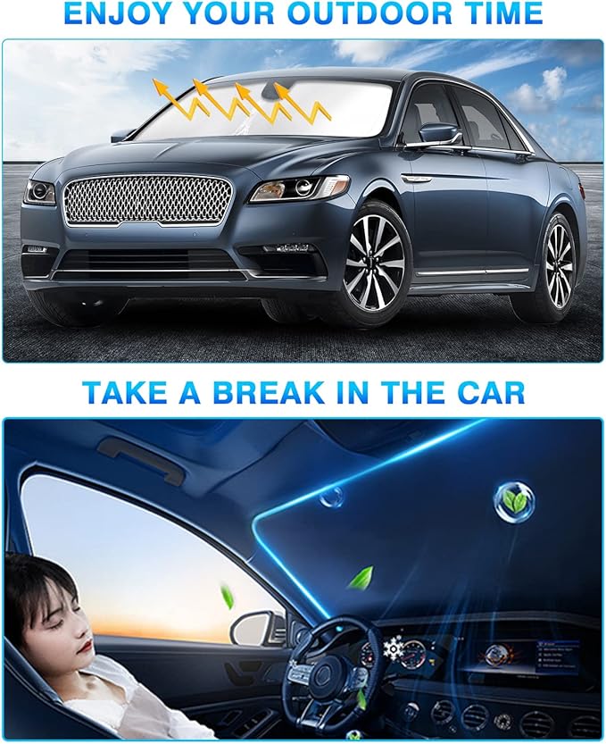 KUST Windshield Sun Shade for Lincoln Continental 2017-2020 Window Shade Sun Visor Cover Foldable Blocks UV Rays Keep Your Car Cooler
