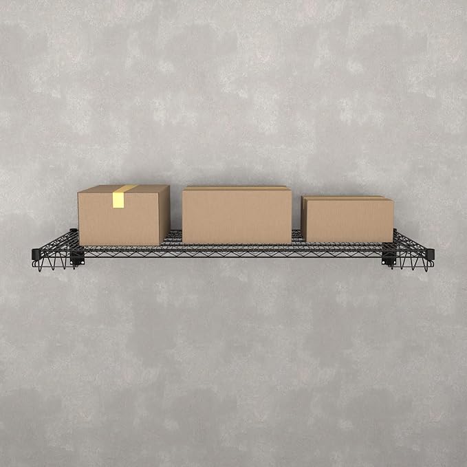 24" x 60" Black Epoxy Wire Wall Mount Shelf