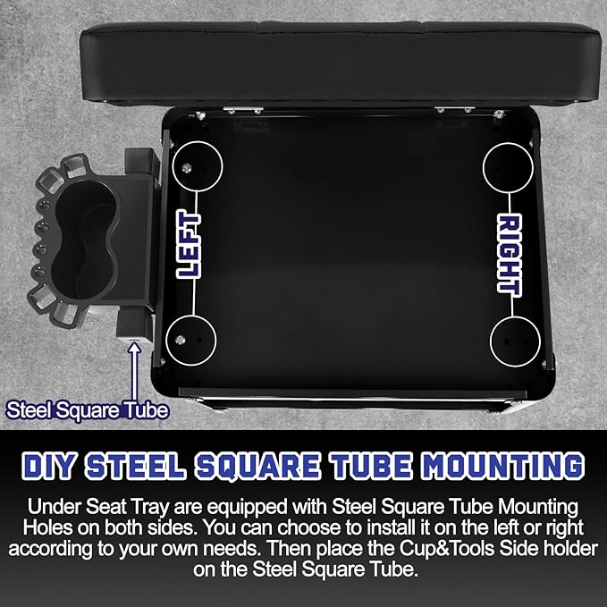 Rolling Mechanic Shop Stool with Wheels, Garage Mechanics Stool with 2 Layer Repair Tools Tray, Padded 360° Swivel Automotive Roller Creeper Seat Shop Chair, Heavy Duty, 330 LBS Capacity, Black