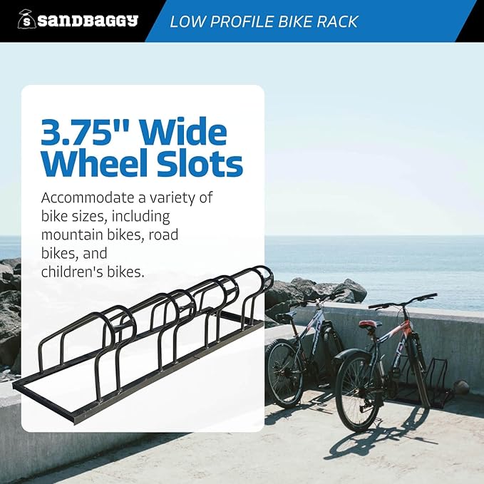 Sandbaggy Commercial Low Profile Bike Rack - Outdoor, Surface Mount, Steel - 4 Bike (4 Capacity (Low-Profile), 10)