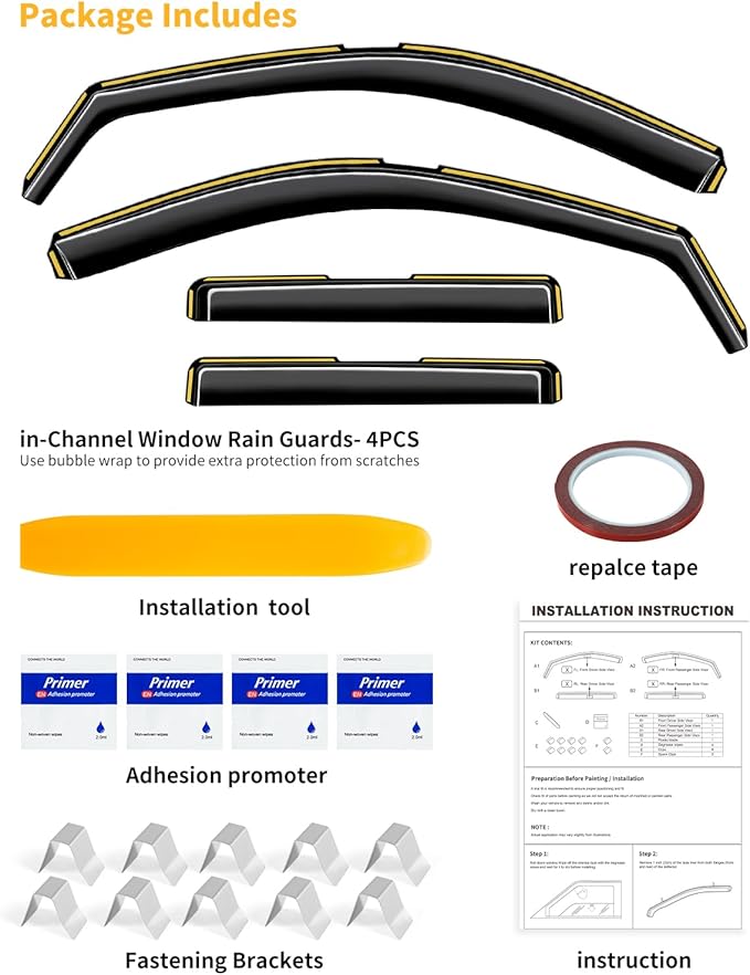 in-Channel Window Rain Guards Fit for Jeep Grand Cherokee(Limited) 2011-2021 Extra Durable Window Visors Window Deflectors Vent Visors Vent Shades Car Accessories-4 pcs 2-Q18