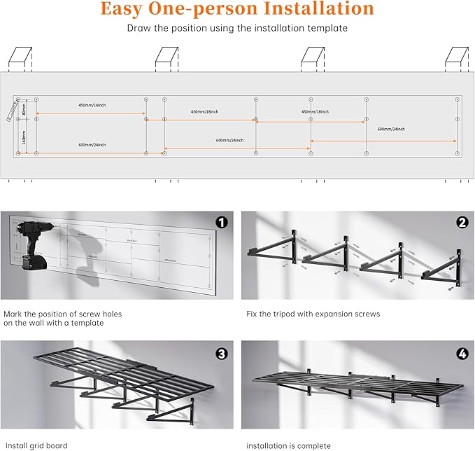 2-Pack 2x6 Ft Garage Wall Shelving Garage Shelving Wall Mounted Garage Wall Shelf 2000lbs Weight Capacityheavy Duty Wall Shelves Black