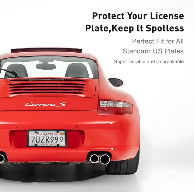 Transparent License Plate Cover and Frames, 2Pack Grey Clear Front and Rear License Plate Holder with Screws & Caps, Unbreakable Car Licence Plate Frame, Universal Fit for Most US Plates