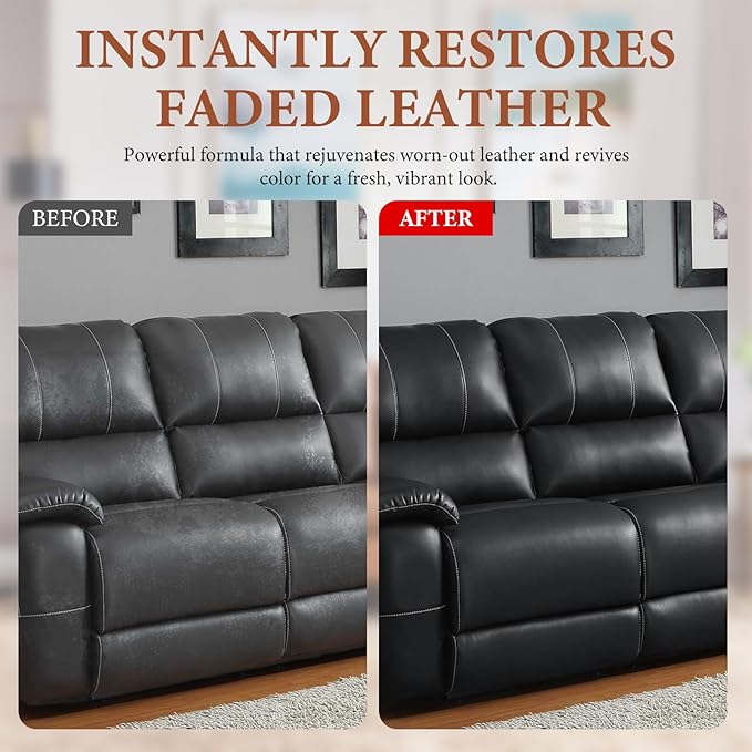 Leather Recoloring Balm Leather Color Restorer Scratch Repair Leather Paint for Furniture Couches Car Seats Shoes Bags Leather Dye and Restorer Restores Faded and Scratched Leather-Black