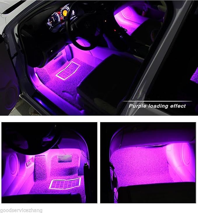 Car LED Strip Light, EJ's SUPER CAR 4pcs 36 LED Car Interior Lights Under Dash Lighting Waterproof Kit,Atmosphere Neon Lights Strip for Car,DC 12V(Pink)