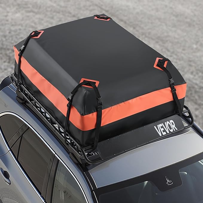 VEVOR Roof Rack Basket, 51 x 36 x 4.1 in, Universal Rooftop Cargo Carrier with 1120 x 870 x 260 mm Cargo Bag, Net, Ratchet Straps, 200 lbs Max Load Capacity Car Top Luggage Holder, for SUV Truck Car