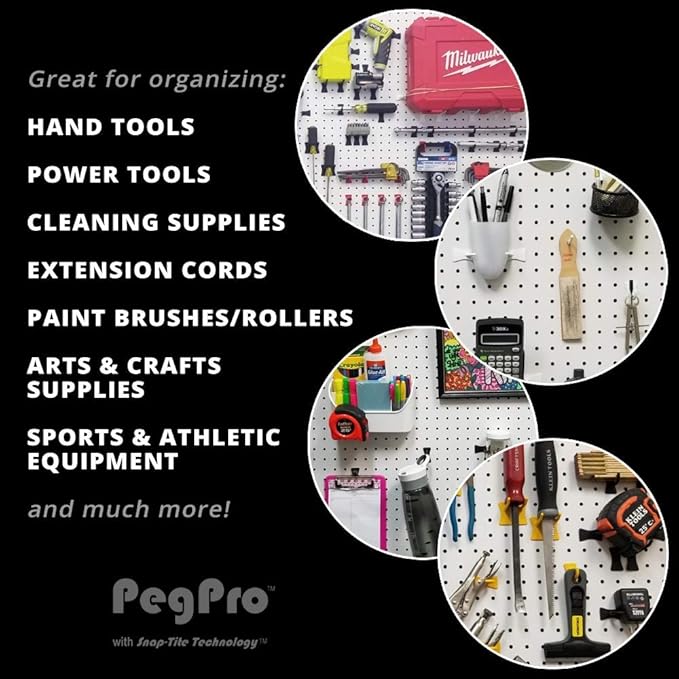 PegPro® J & 2" Hooks Kit for Standard “Wood Fiber” pegboard – Durable Plastic Pegboard Hooks - for Garage, Kitchen, Craft Room, and More (J & 2" Hook - 50 Pack, Black)