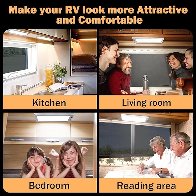 2 Pack RV Lights Interior,3 Color RV LED Super Bright Fixture,12V RV Ceiling Dome Light with ON/Off Dimmable Switch Energy Saving for RV/Camper/Car/Trailer/Boat