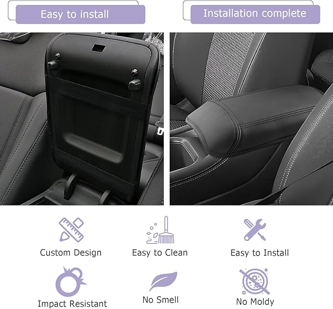 LUWU 2025 Kicks Center Console Cover Compatible with 2025 Nissan Kicks Accessories 2025 Kicks S/SV/SR Armrest Cover Armrest Console Cover (Thin Black)