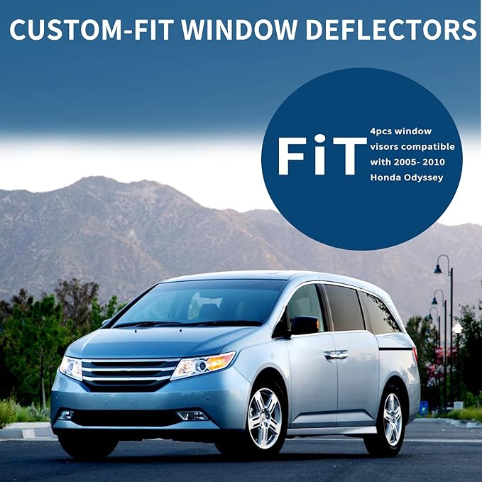 4PCS Rain Guards Fit for Honda Odyssey 2005-2010, Front & Rear Window Visors Wind Deflector, Outside Mount Vent Shade 2005 2006 2007 2008 2009 2010, 94029