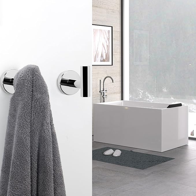 NearMoon Bath Towel Hooks- SUS 304 Stainless Steel Robe Hook Holder, Heavy Duty Coat Hook for Bathroom Livingroom Hotel Kitchen Garage, Wall Mounted (Chrome Finish, 3 Pack)