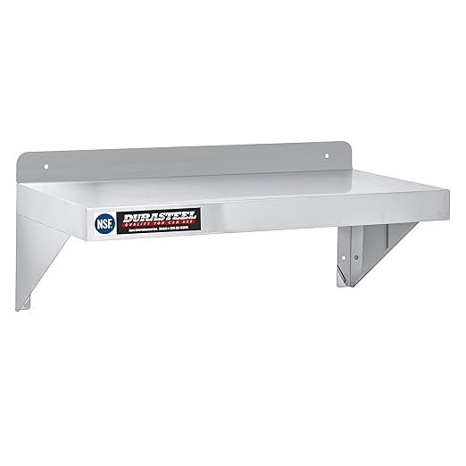 DuraSteel Stainless Steel Wall Mount Shelf 24" Wide x 14" Deep Commercial Grade - NSF Certified - Good for Restaurant, Bar, Home, Kitchen, Laundry, Garage and Utility Room