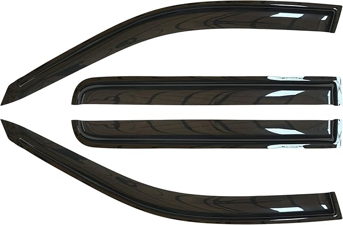 4pcs Outside Mount Style Sun Rain Guard Durable Side Window Wind Deflectors Dark Smoke Vent Window Visors Compatible with 07-20 Tundra Double/Crew Cab with 2 Half Size Rear Doors