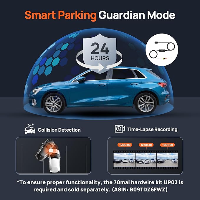 70mai Dash Cam Front and Rear A510,1944P+1080P with STARVIS 2 IMX675 and 64GB Card, Dash Camera for Cars, 4G LTE Support, ADAS, Built-in GPS WiFi, APP Control, HDR, 24H Parking Mode, Loop Recording