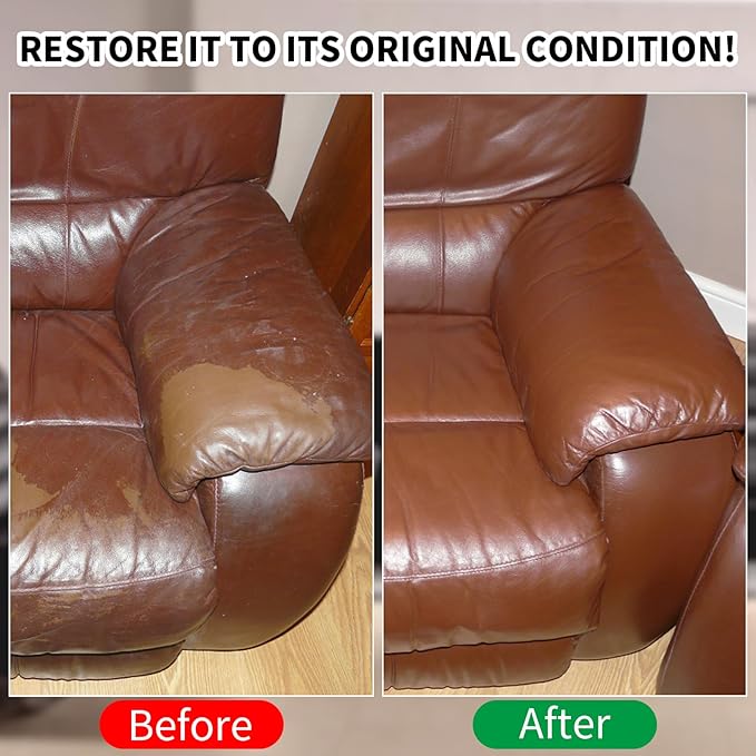 Leather Recoloring Balm,8.5oz Leather Color Restorer,Light Brown Leather Repair kit for Furniture and Car Interior,Leather Couch Scratch Repair,Leather Dye Paint for Faded,Cracked and Damaged Leather