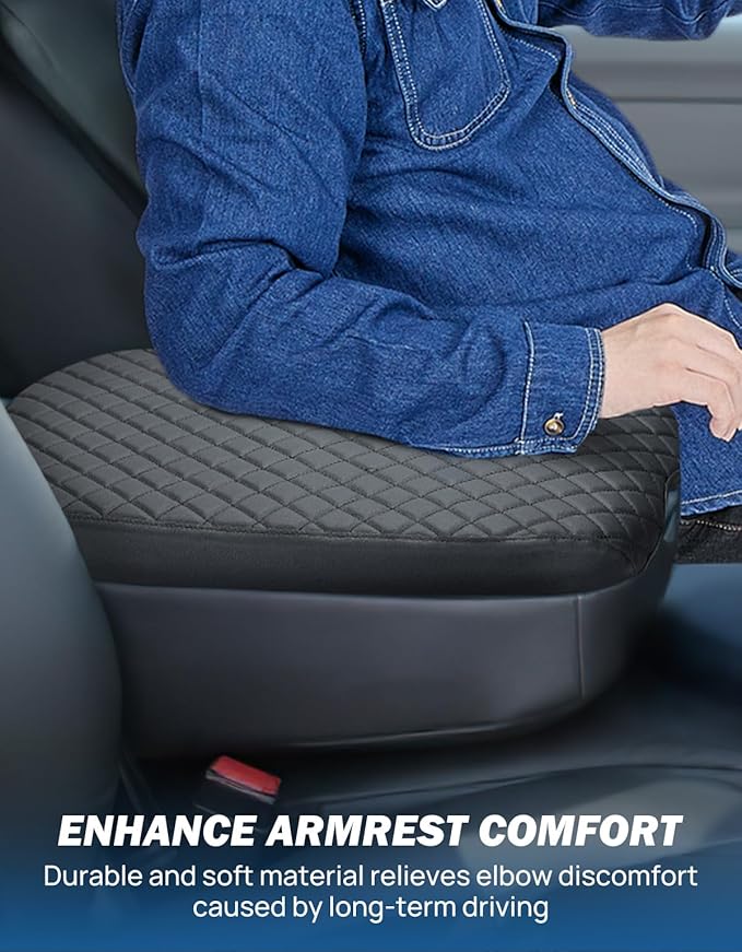 JOYTUTUS Center Console Cover Compatible with 2002-2012 Ram 1500 2500 3500 Jump Seat Console, Leather Arm Rest Armrest Cover for Car, Durable Middle Console Cover, Car Arm Rest Cover Replacement