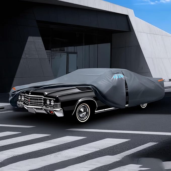 Waterproof Mercury Marquis(1967-2007) Car Cover with Breathable Vents, [2025 Upgrade] Premium Covers with Cotton Liner and Zipper Door, Sun Rain Snow Dust Uv Protection.(Gift with Towel)