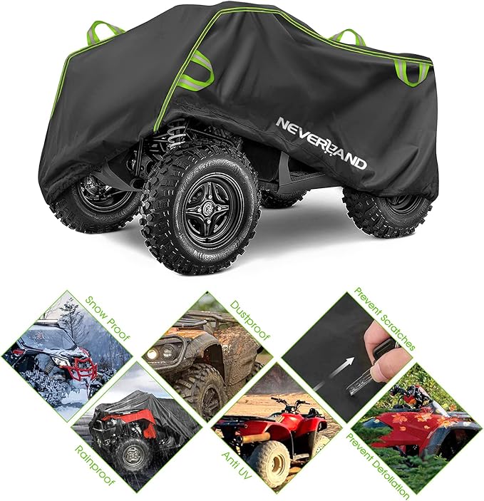 Neverland ATV Cover, Waterproof Heavy Duty 4 Wheeler Cover with Buckle, Dustproof Anti UV Windproof All Weather Outdoor Storage Quad Cover for Polaris Sportsman Yamaha Honda Coleman