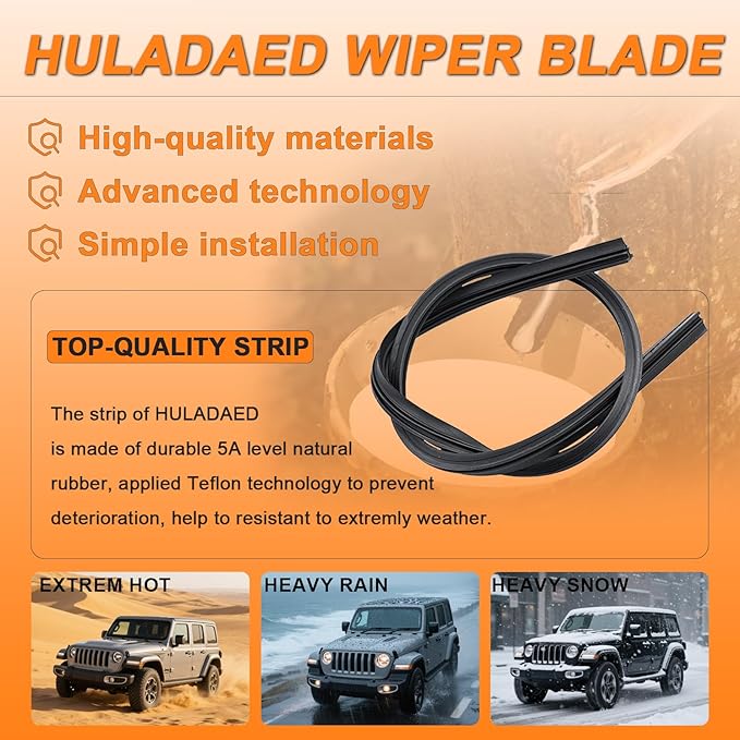 HULADAED® 26'' 18'' 10'' Windshield Wipers Replacement for Honda HR-V/HRV 2022-2016,Silicone Front Rear Wiper blades for MY Car-All Weather & Quiet(3 PACK)