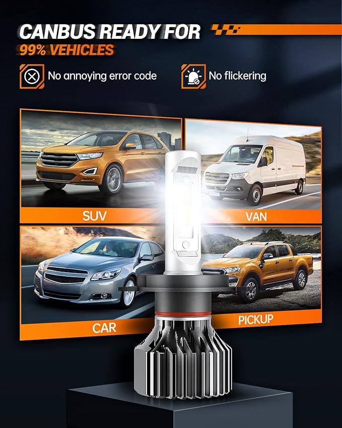 SEALIGHT H11/H9/H8 9005/HB3 Bulbs Combo or Fog, X4I 2024 88,000LM Super Bright, H11 9005 Bulb with Cooling Fan, 6500K Cool White 9005 H11 Lights, Pack of 4