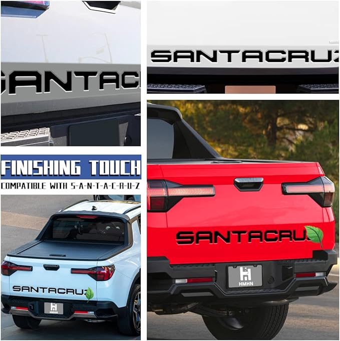 Tailgate Inserts Letters Compatible for 2022 2023 2024 2025 Santa Cruz 3D Raised & Strong Adhesive Decals Letters Rear Emblem Decal Sticker Compatible for Santa Cruz Accessories-Matte Black