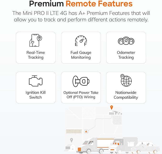 Mini PRO II LTE 4G GPS Tracker for Vehicles, Motorcycles, Trucks, Trailers, w/Remote Killswitch, Real-Time Tracking, Compact Weatherproof Car Tracker, Hardwired, Easy Setup, No Contract