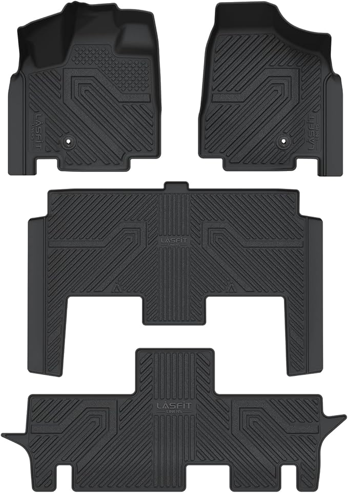 LASFIT Floor Mats Fit for Chrysler Town & Country 2008-2016/Dodge Grand Caravan 2008-2020, All Weather TPE Fit Floor Liner for Chrysler Town & Country & Dodge Grand Caravan 3 Row Car Mats, Black
