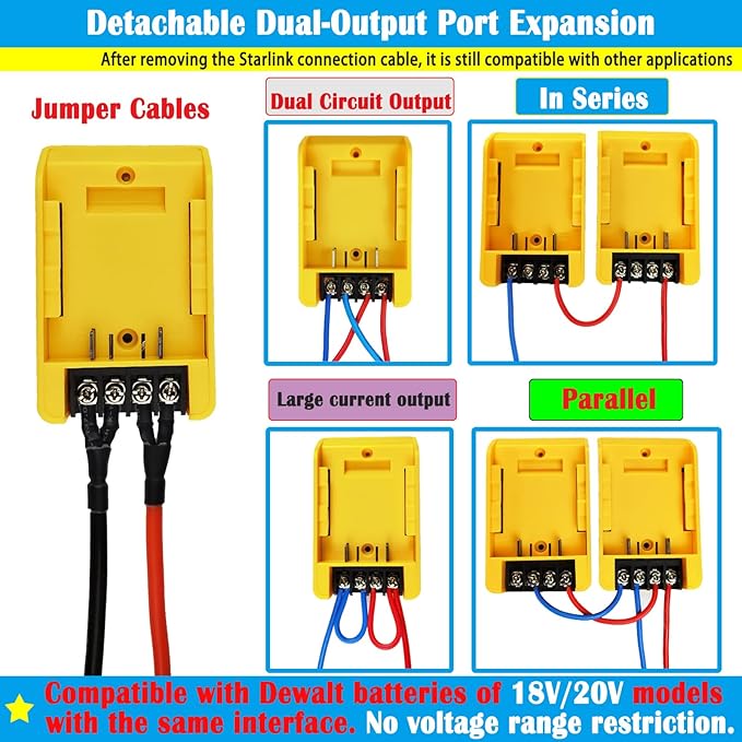 Battery Jumper Cables Compatible with De.Walt Battery Jumper Cables, Automotive Booster Cable for Car Jump Starting Using Tool 8AWG 2.02FT
