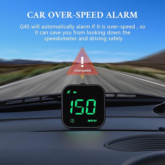 G4S Digital GPS Speedometer, New HUD Car Head Up Display with Digital Speed in MPH KPH, Universal for Cars Truck Electric Hybrid Automobile (G4S-Green)
