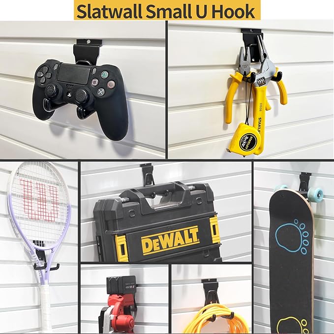 Slatwall Hooks, Garage Slatwall Accessories, Multi Size Slat Wall Accessory, 14 Pack Utility Hooks for Slatwall