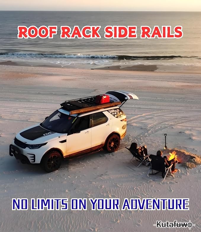 Roof Rack Side Rails Compatible with Land Rover Discovery 4 2005-2016 Models，Luggage Rack Silver Aluminum Cargo Management Car Accessories