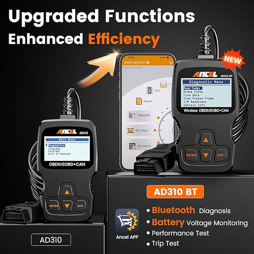 (Upgraded AD310) ANCEL AD310BT OBD2 Scanner Bluetooth - Check Engine Code Reader, Escaner Automotriz with Premium App On iOS & Android, Car Diagnostic Scanner for All Vehicles After 1996