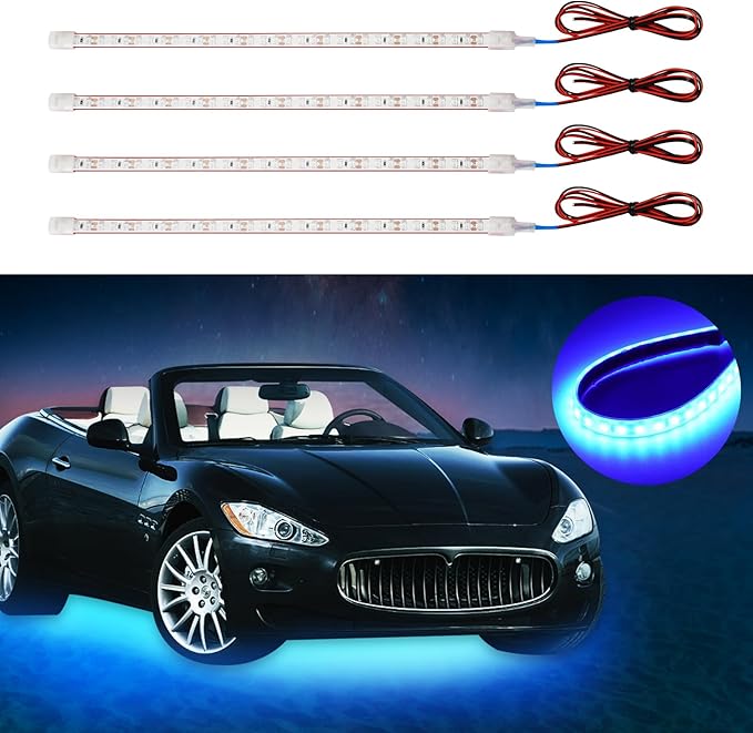 Blue Led Strip Light,IP68 Waterproof Car Exterior Light Strip,golf cart led lights Cuttable for Automotive Motorcycle Golf Cart Marine Boat Cargo Home Decoration Led Strip,12inch (Pack of 4)