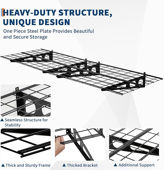 2 Pack 2x6ft Garage Storage Shelving Wall Mounted, 24-inch-by-72-inch 1600 Lbs Heavy Duty Sturdy Storage Shelves, Wall Shelves Folding Storage Garage Organization for Warehouse, Laundry