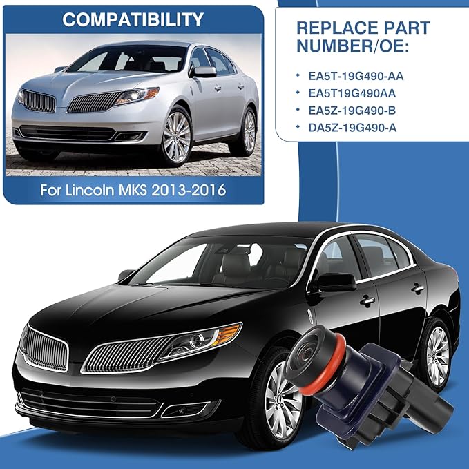 Rear View Backup Reverse Camera Fit for Lincoln MKS 2013-2016,Safety Parking Back Up Assist Camera OE Number EA5T-19G490-AA EA5T19G490AA EA5Z-19G490-B DA5Z-19G490-A