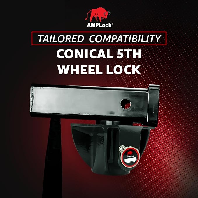 AMPLock - U-LPCVR Heavy Duty 5th Wheel Lock, Patented Cylinder Lock, Travel Trailer Security Conical 5th Wheel Lock, Reliable Heavy Duty 5th Wheel Lock, Anti Theft Trailer Protection & Security
