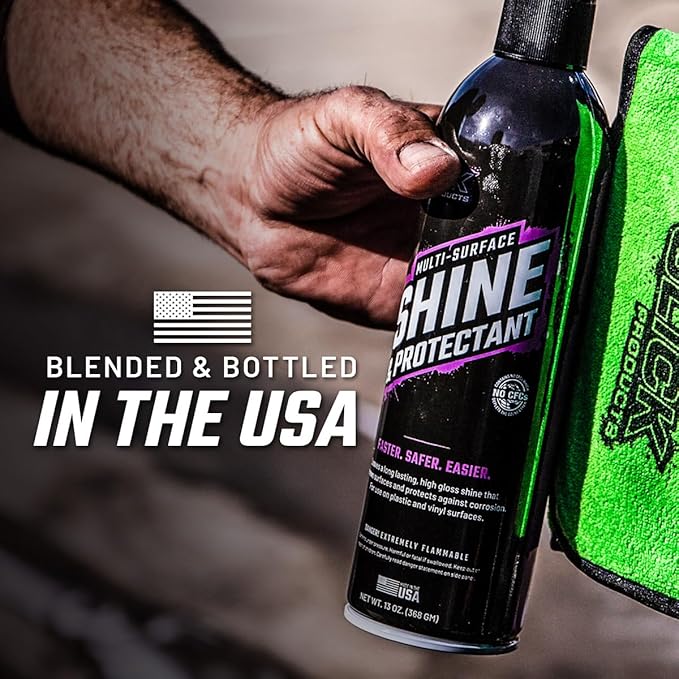 Slick Products Shine & Protectant, Long-Lasting High-Gloss Clear Coat Spray, Renew, Shine, and Protect Plastic, Vinyl, Rubber, Trim, and More (6-Pack)